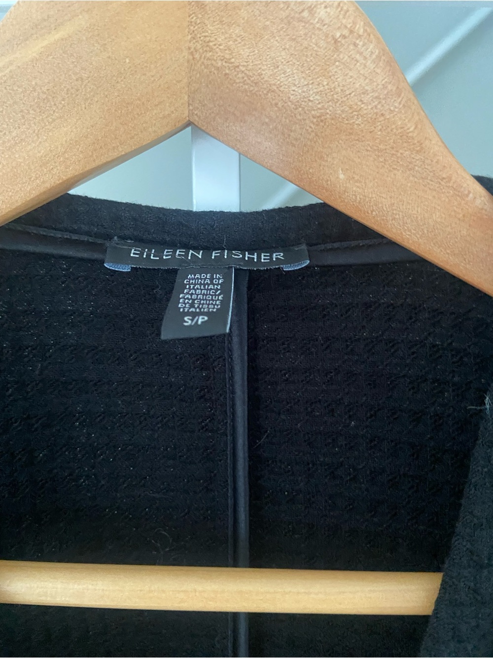 EILEEN FISHER Black Open Front Cardigan Small Tencel Cotton Stretch Blazer - Picture 4 of 8
